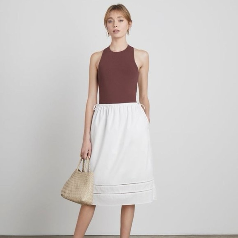 NWT Who What Wear Edith Cotton Skirt with Side Ties and Ladder Embroidery